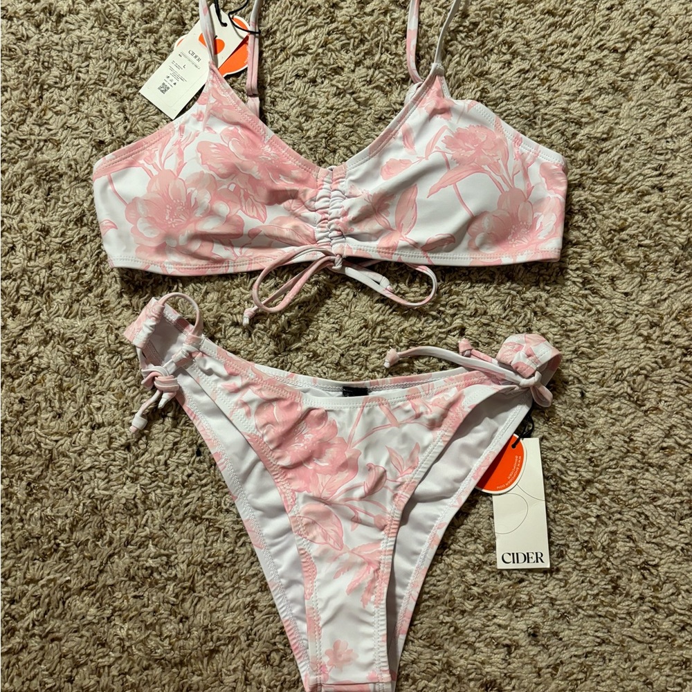 Pink floral bikini set